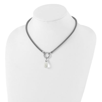 Edelstahl Poliert Interchangeable Glas Charm mit 2 Zoll Verlängerung Halskette