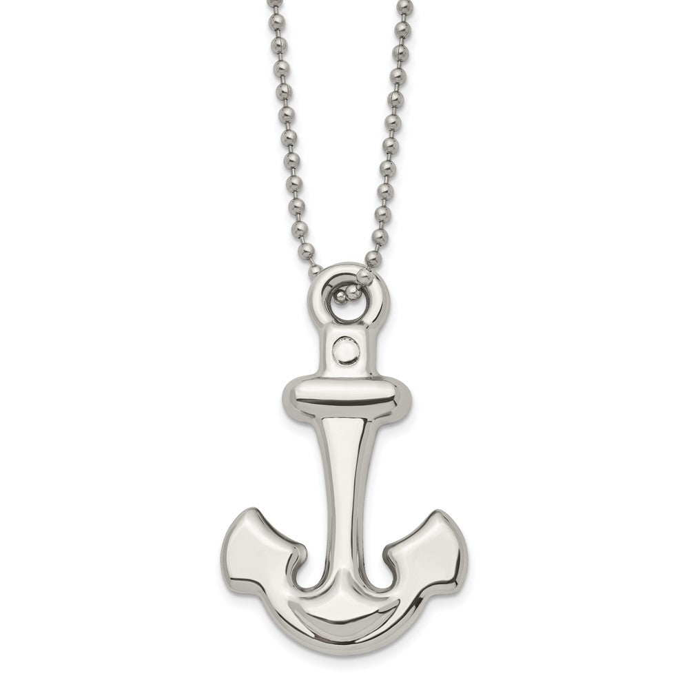 Edelstahl Chisel Poliert Hohl Anker Anhänger auf A 22 Zoll Kugel Halskette