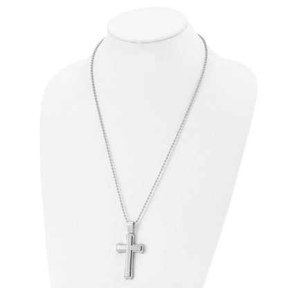 Edelstahl Chisel Gebürstet und Poliert Wirbel Design Kreuz Anhänger auf A 24 Zoll Kugel Halskette