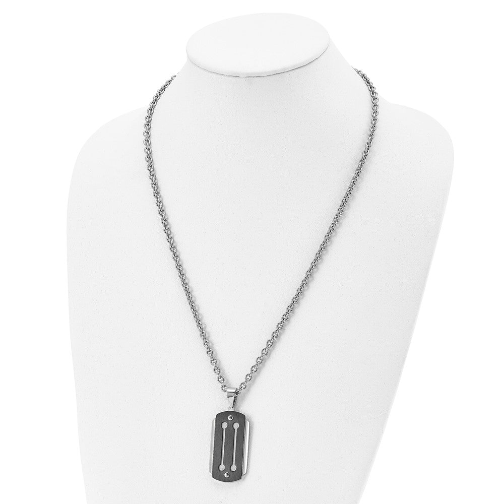 Edelstahl 24 Zoll Gebürstet und Poliert Schwarz Ip-beschichtet Erkennungsmarke Halskette