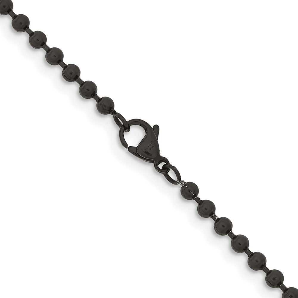 Edelstahl Chisel Poliert Schwarz Ip-beschichtet 3mm Kugel Halskette