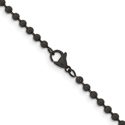 Edelstahl Chisel Poliert Schwarz Ip-beschichtet 3mm Kugel Halskette