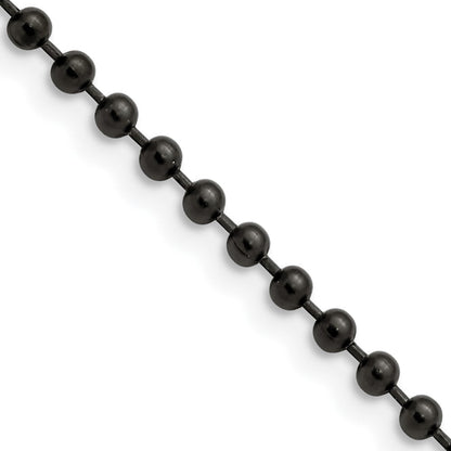 Edelstahl Chisel Poliert Schwarz Ip-beschichtet 3mm Kugel Halskette