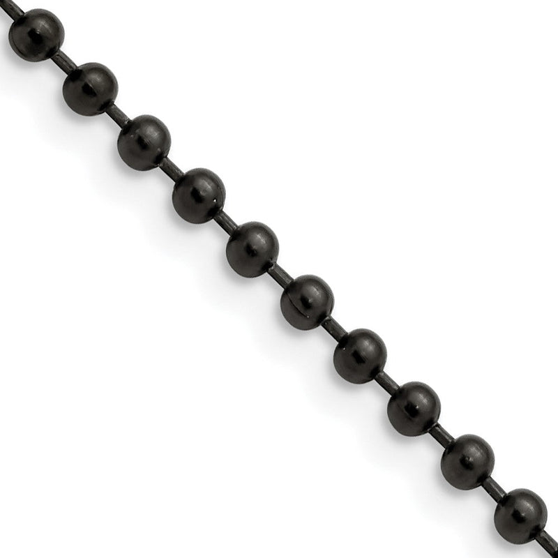 Edelstahl Chisel Poliert Schwarz Ip-beschichtet 3mm Kugel Halskette
