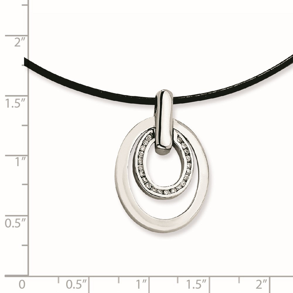 Edelstahl Zirkonia Doppelt Oval Halskette