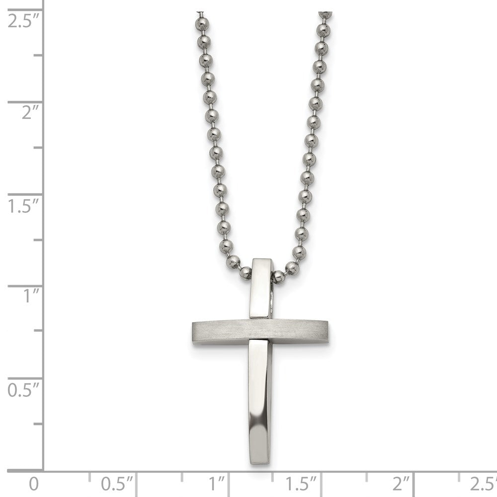 Edelstahl Chisel Gebürstet und Poliert Kreuz Anhänger auf An 18 Zoll Kugel Halskette
