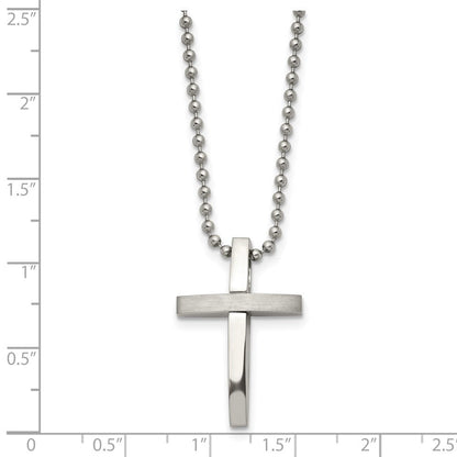 Edelstahl Chisel Gebürstet und Poliert Kreuz Anhänger auf An 18 Zoll Kugel Halskette
