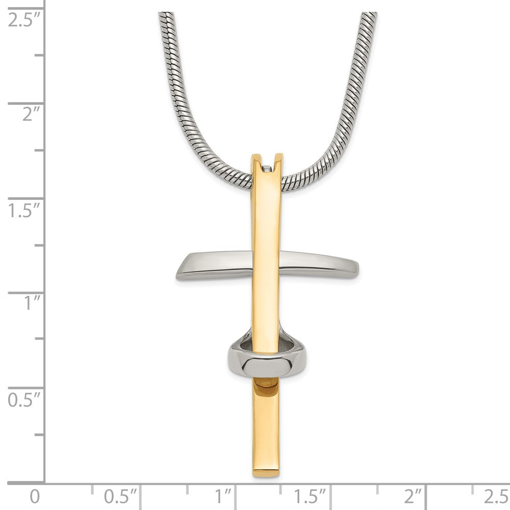 Edelstahl Gold Ip-beschichtet Kreuz Halskette