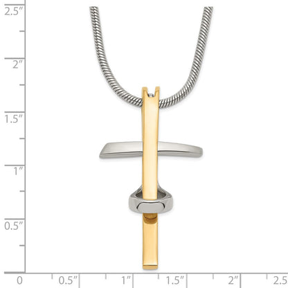 Edelstahl Gold Ip-beschichtet Kreuz Halskette