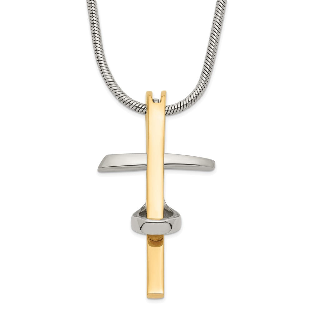 Edelstahl Gold Ip-beschichtet Kreuz Halskette
