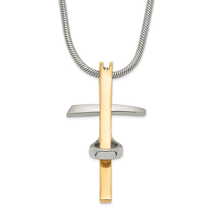 Edelstahl Gold Ip-beschichtet Kreuz Halskette