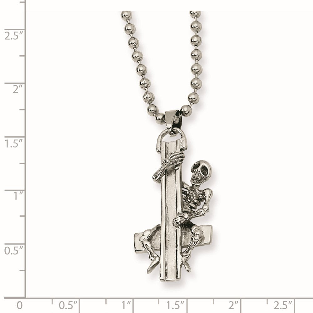 Edelstahl Skeleton Hugging Kreuz Halskette