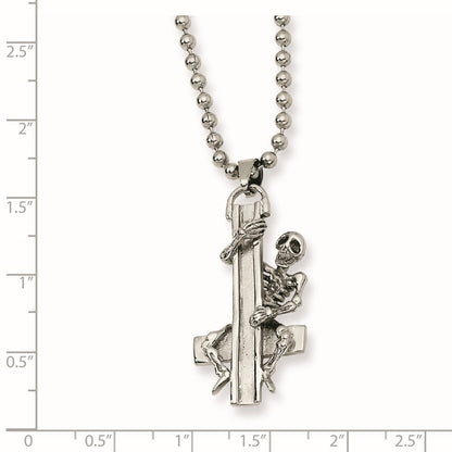 Edelstahl Skeleton Hugging Kreuz Halskette