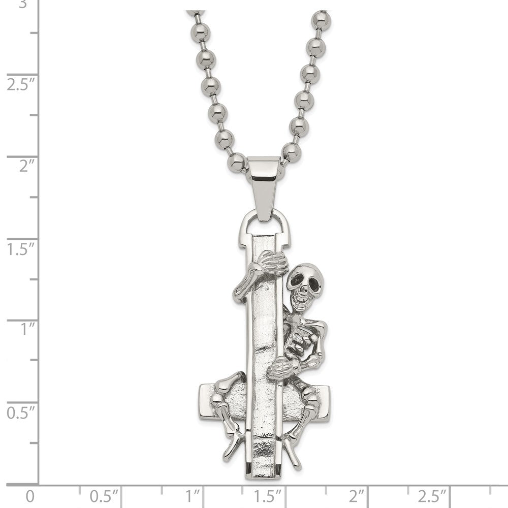 Edelstahl Skeleton Hugging Kreuz Halskette