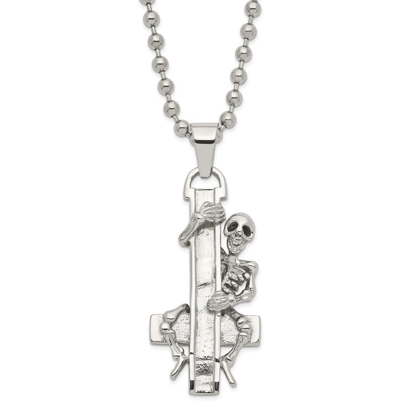 Edelstahl Skeleton Hugging Kreuz Halskette