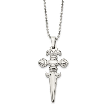 Edelstahl Chisel Poliert Dagger Anhänger auf A 24 Zoll Kugel Halskette