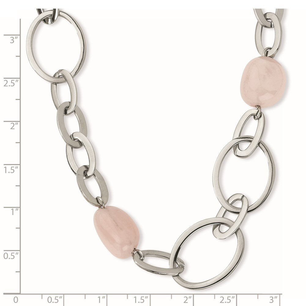 Edelstahl Rose Quarz Halskette