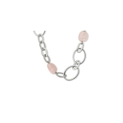 Edelstahl Rose Quarz Halskette