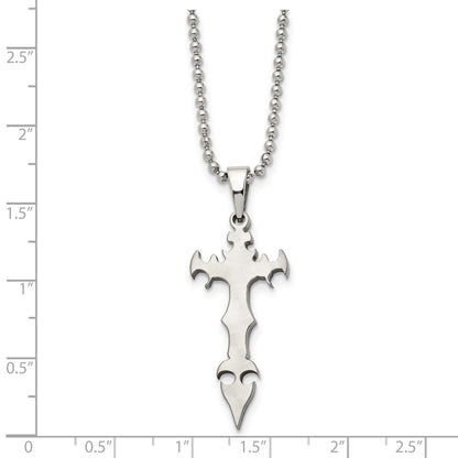 Edelstahl Gebürstet Kreuz Dagger 22 Zoll Halskette