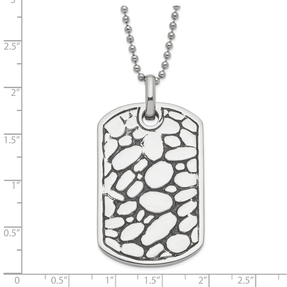 Edelstahl Schwarz Emaille Pebble Erkennungsmarke Halskette