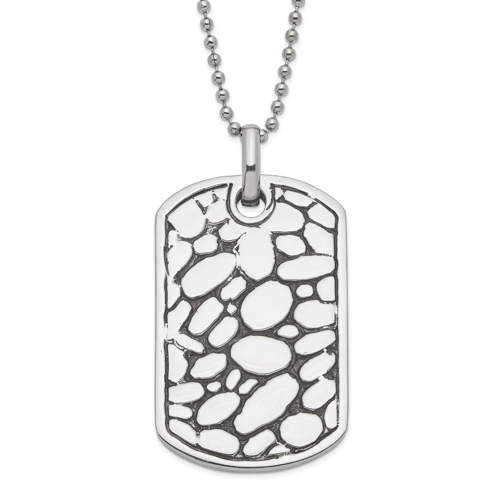 Edelstahl Schwarz Emaille Pebble Erkennungsmarke Halskette