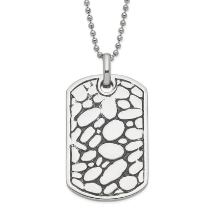 Edelstahl Schwarz Emaille Pebble Erkennungsmarke Halskette