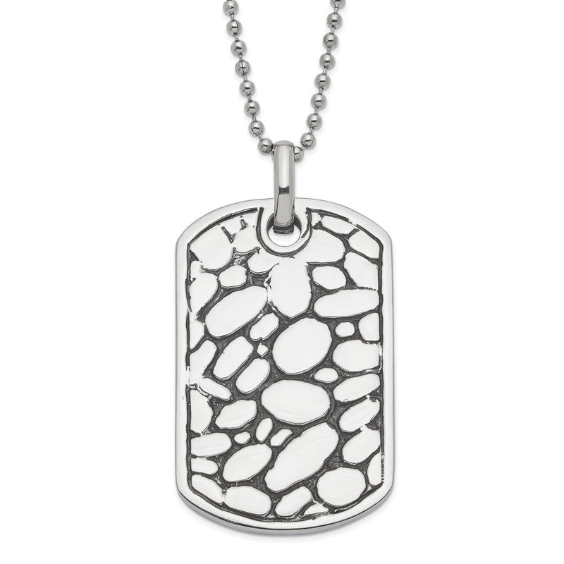 Edelstahl Schwarz Emaille Pebble Erkennungsmarke Halskette