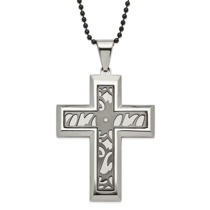 Edelstahl Schwarz-beschichtet Fantasie Zirkonia Lateinisch Kreuz Halskette