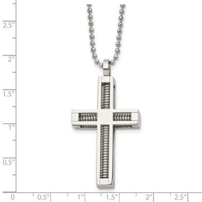 Edelstahl Chisel Poliert Kreuz Anhänger auf A 24 Zoll Kugel Halskette