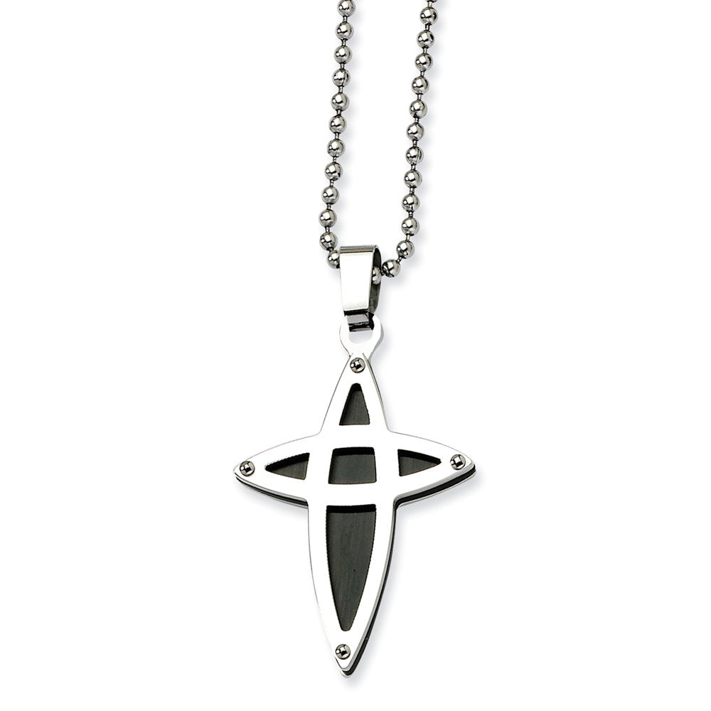 Edelstahl Schwarz Ip-beschichtet Kreuz Halskette
