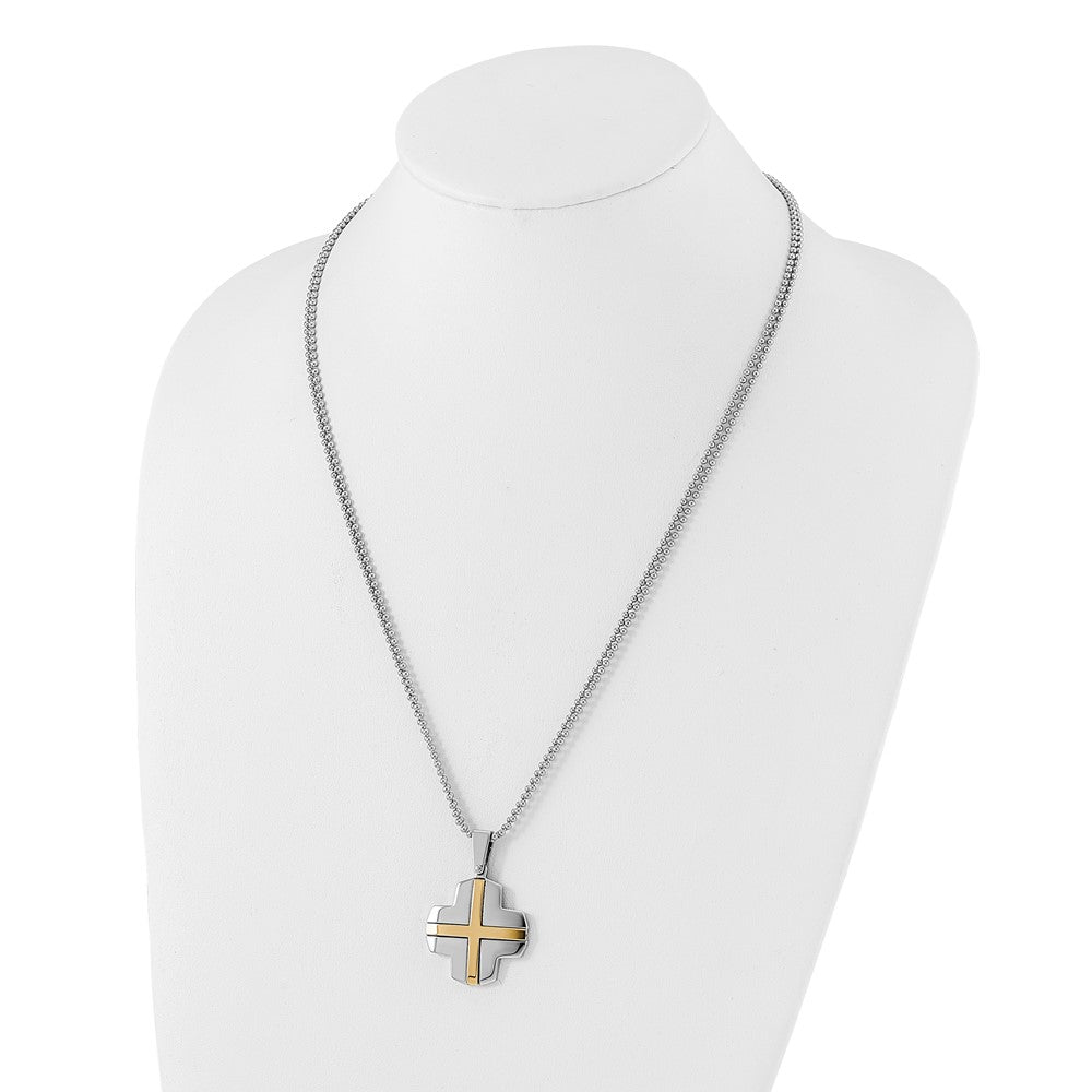 Edelstahl Gelb Ip-beschichtet Kreuz Halskette
