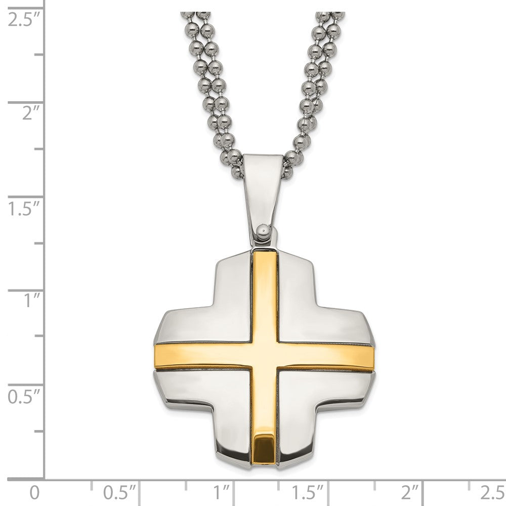 Edelstahl Gelb Ip-beschichtet Kreuz Halskette