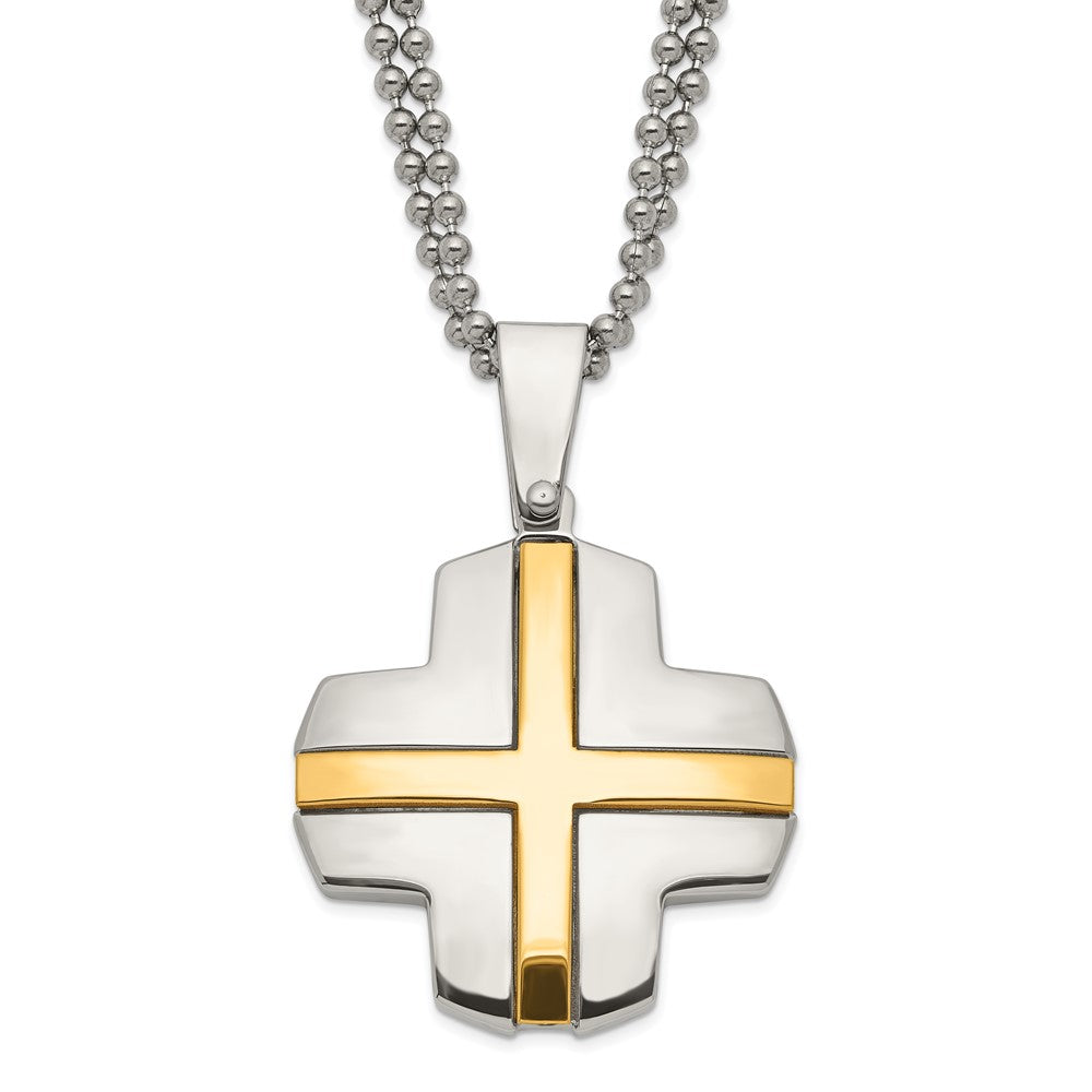 Edelstahl Gelb Ip-beschichtet Kreuz Halskette