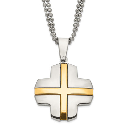 Edelstahl Gelb Ip-beschichtet Kreuz Halskette