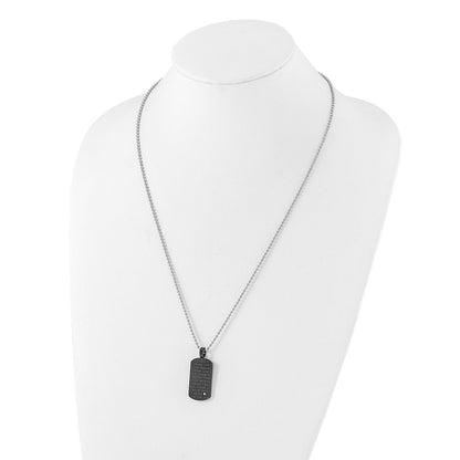Edelstahl Schwarz Pvd-beschichtet Zirkonia Glaube Leben Traum Dogtag Halskette