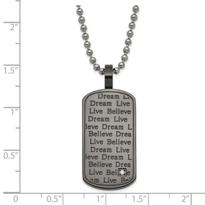 Edelstahl Schwarz Pvd-beschichtet Zirkonia Glaube Leben Traum Dogtag Halskette
