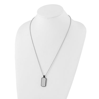 Edelstahl Schwarz Pvd-beschichtet Zirkonia Leben Traum Glaube Dogtag Halskette