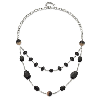 Edelstahl Schwarz & Crystalized Achat mit 1.5 Zoll Verlängerung Halskette