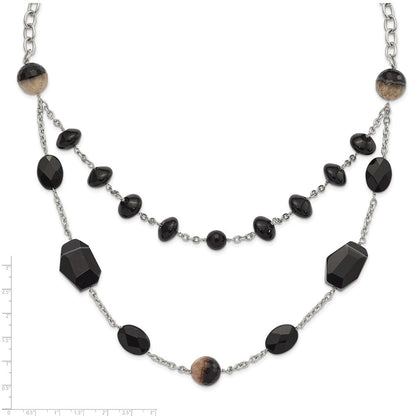 Edelstahl Schwarz & Crystalized Achat mit 1.5 Zoll Verlängerung Halskette