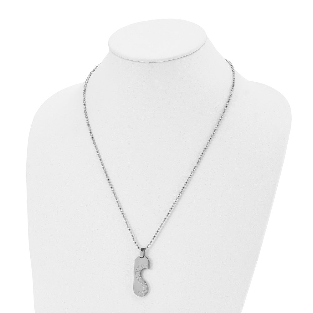 Edelstahl Chisel Poliert Rose Ip-beschichtet mit Zirkonia Herz Pendants auf 22 Zoll Kugel Halskette Set