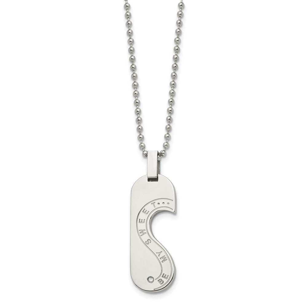Edelstahl Chisel Poliert Rose Ip-beschichtet mit Zirkonia Herz Pendants auf 22 Zoll Kugel Halskette Set