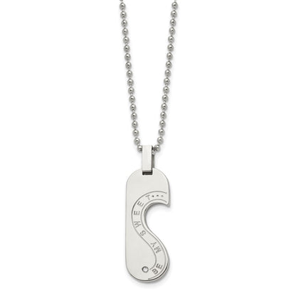 Edelstahl Chisel Poliert Rose Ip-beschichtet mit Zirkonia Herz Pendants auf 22 Zoll Kugel Halskette Set