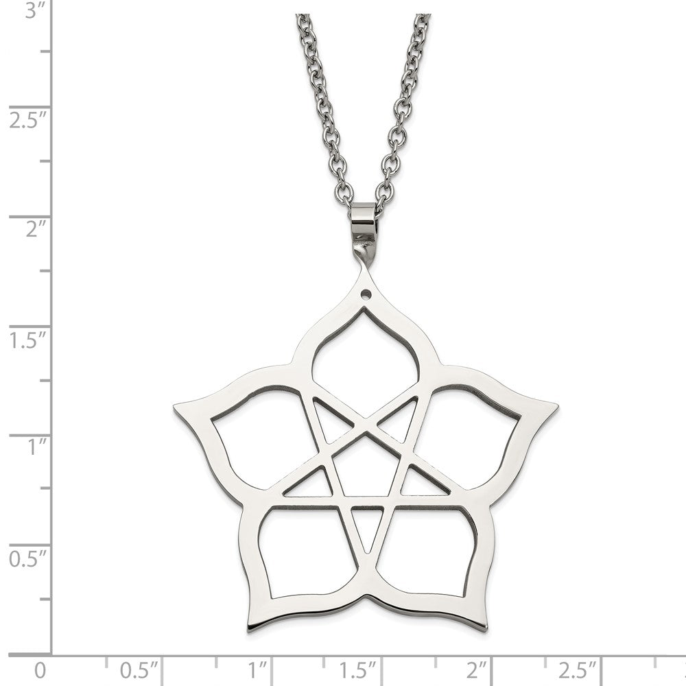 Edelstahl Fantasie Poliert Blume 22 Zoll Halskette
