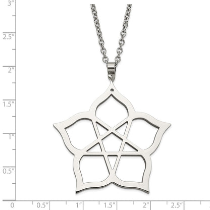 Edelstahl Fantasie Poliert Blume 22 Zoll Halskette