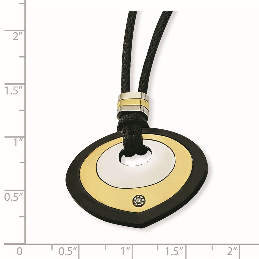 Edelstahl Schwarz & Gelb Ip-beschichtet Tropfen mit Zirkonia Halskette