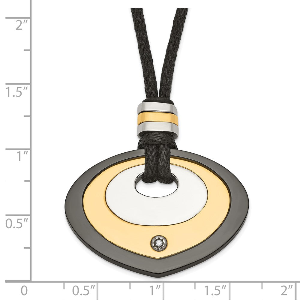 Edelstahl Schwarz & Gelb Ip-beschichtet Tropfen mit Zirkonia Halskette