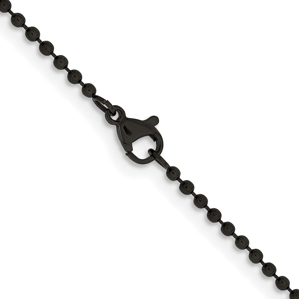 Edelstahl Chisel Poliert Schwarz Ip-beschichtet 2mm Kugel Halskette