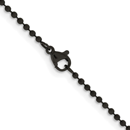 Edelstahl Chisel Poliert Schwarz Ip-beschichtet 2mm Kugel Halskette
