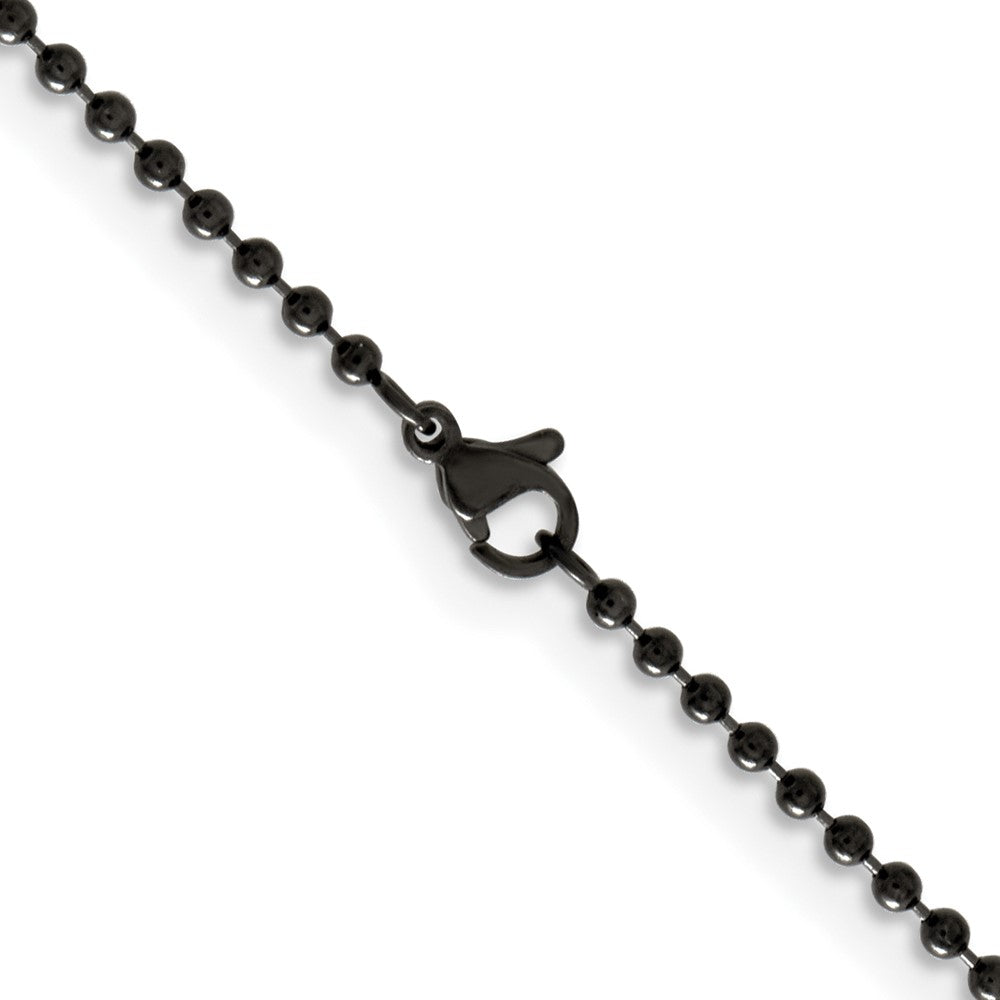 Edelstahl Chisel Poliert Schwarz Ip-beschichtet 2.4mm Kugel Halskette