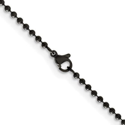 Edelstahl Chisel Poliert Schwarz Ip-beschichtet 2.4mm Kugel Halskette